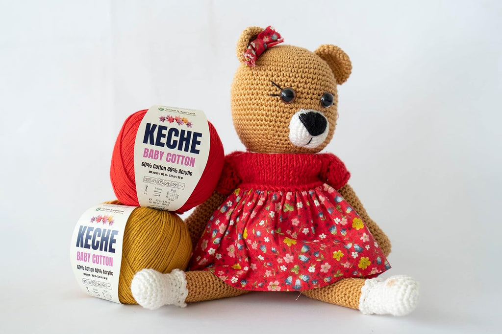 Keche Baby Cotton, 60% Cotton 40% Acrylic Yarn, Soft Cotton Yarn for