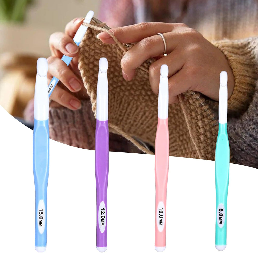 Ptwola 4 Pcs Crochet Hooks 8mm 10mm 12mm 15mm Crochet Needles Set