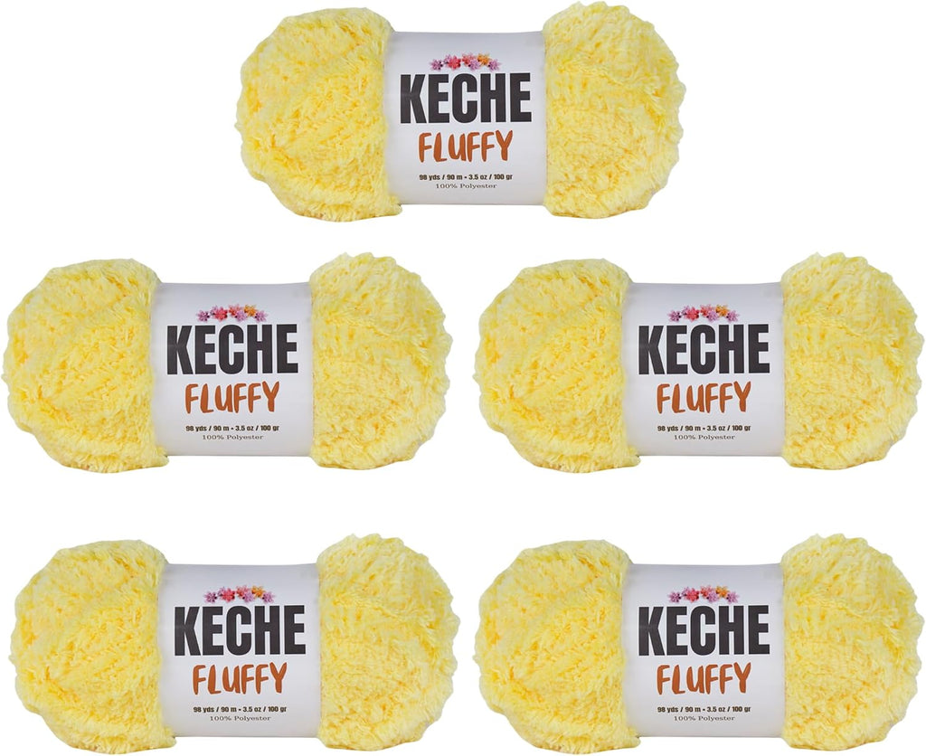 KECHE Fluffy Bulky Yarn – Super Soft Chunky Fuzzy Blanket Weight # 5