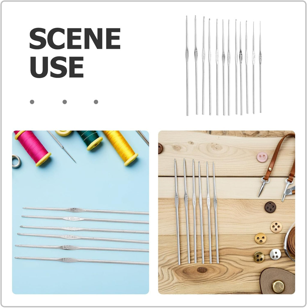 12 Piece Stainless Steel Crochet Hook Set for Yarn and Embroidery
