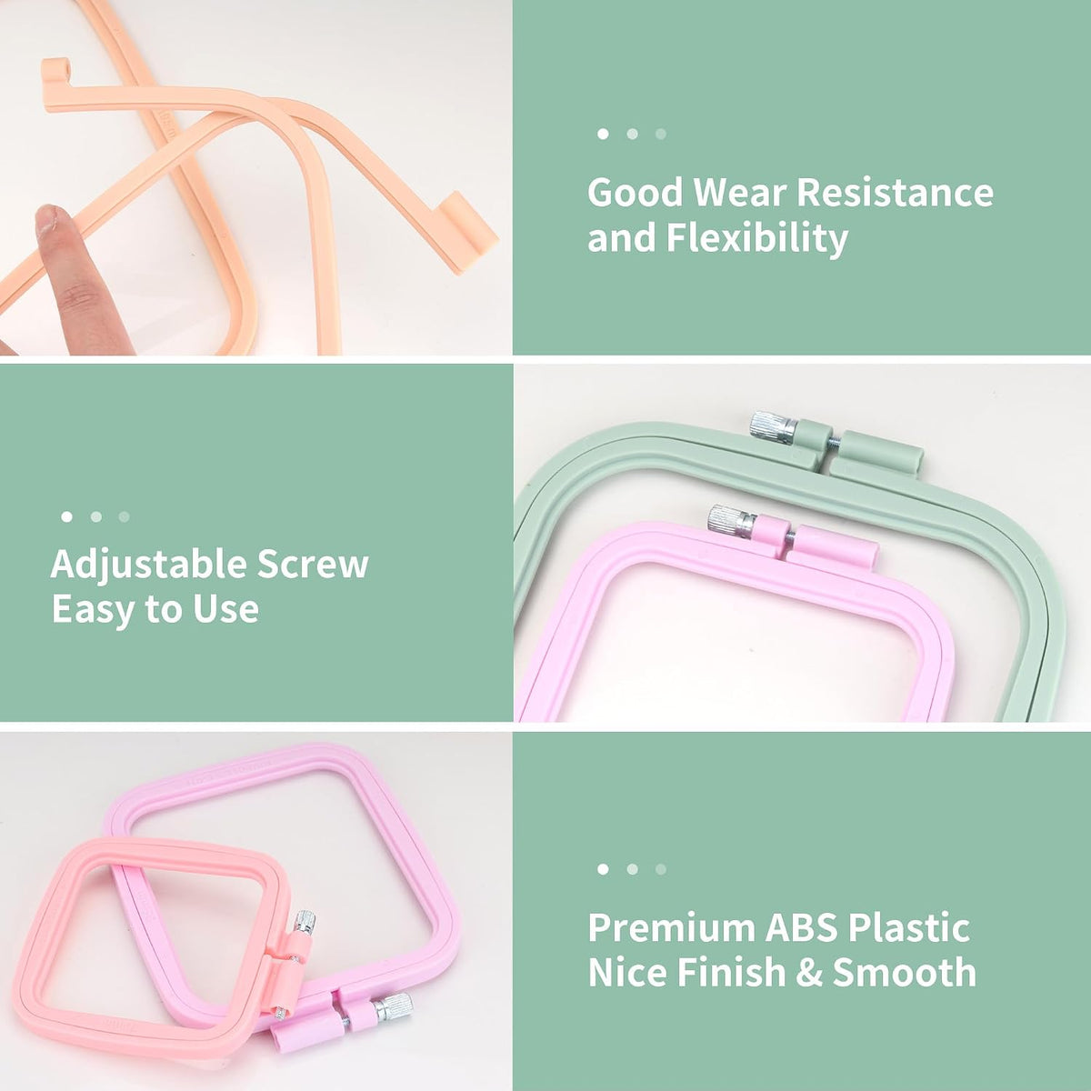 FARQAN Square Embroidery Hoops; 4PCS - 3", 4.3", 6.5", 8.7"