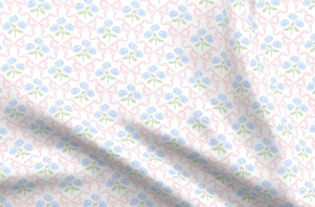 Spoonflower Fabric Preppy Bow Floral Delicate on Essex Linen