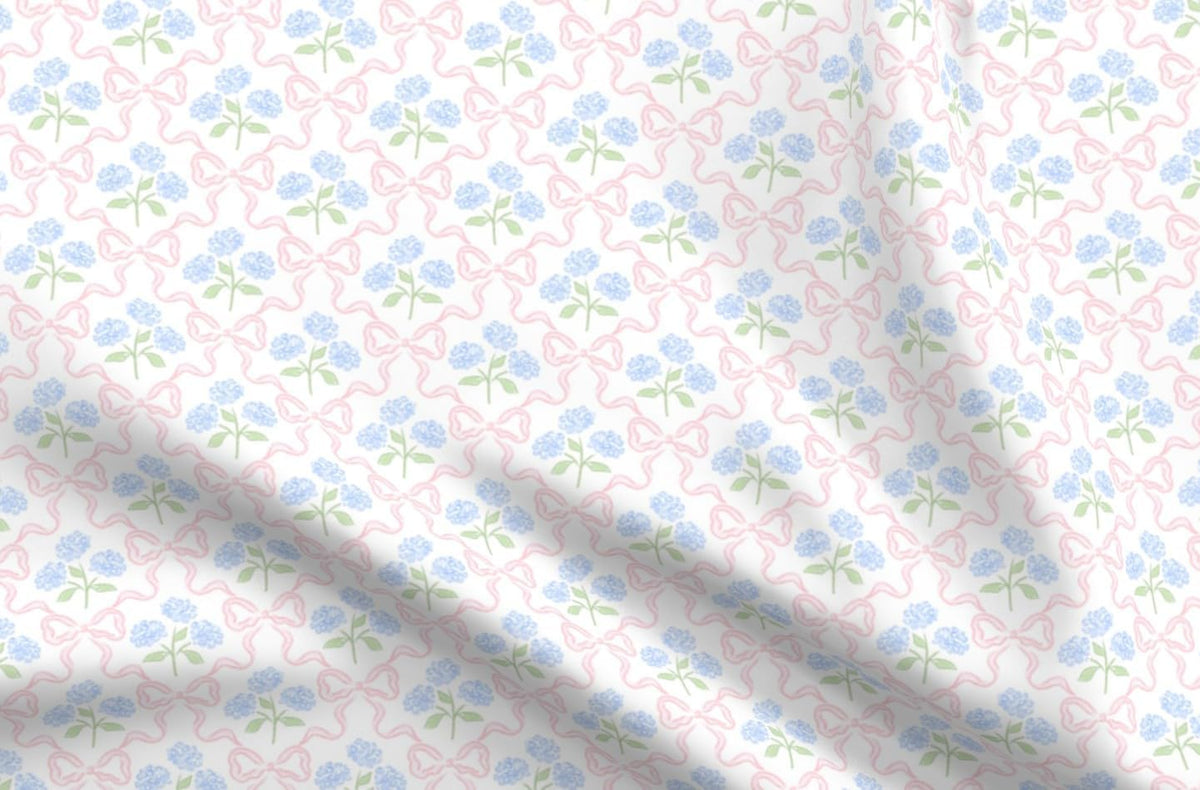 Spoonflower Fabric Preppy Bow Floral Delicate on Essex Linen