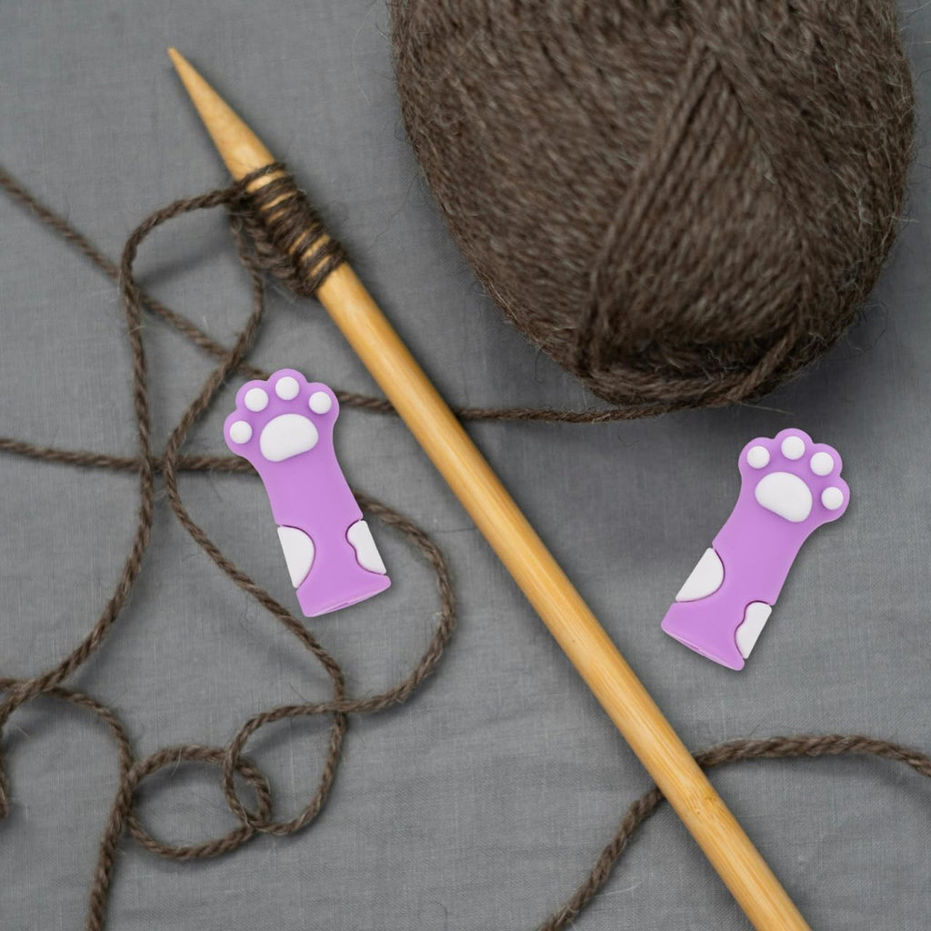 ARTIBETTER 10pcs Cat Paw Knitting Needle Stoppers Soft Silicone Needle