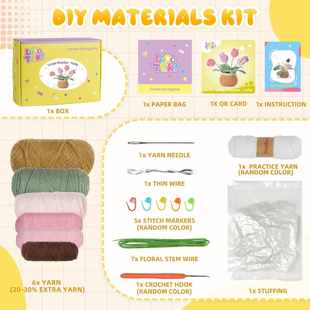 LUDOTEK Crochet Kit for Beginners, Crochet Plant Kit,Knitting Kit