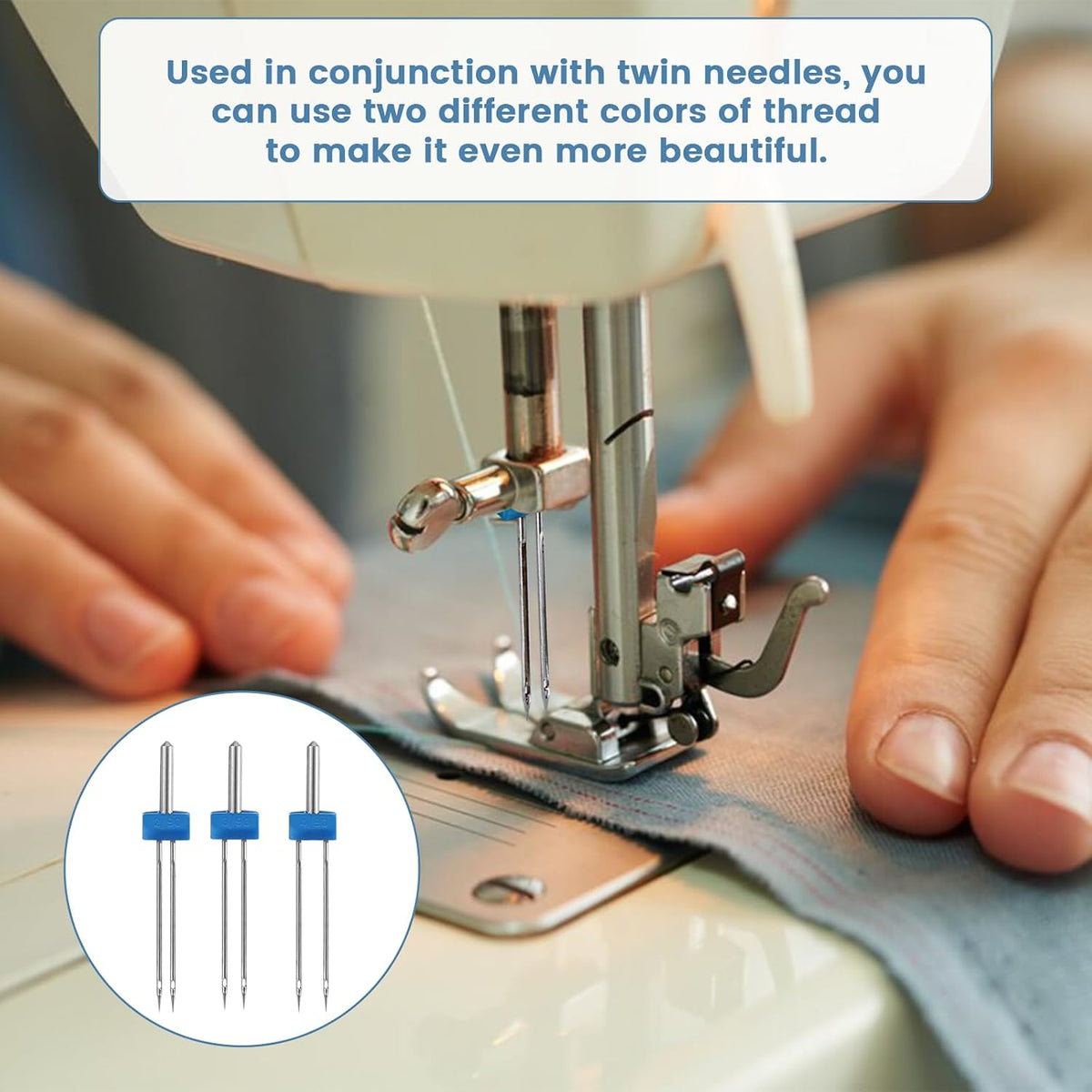 9 Twin Needles for Sewing Machine, Double Twin Needles with 4 Kinds