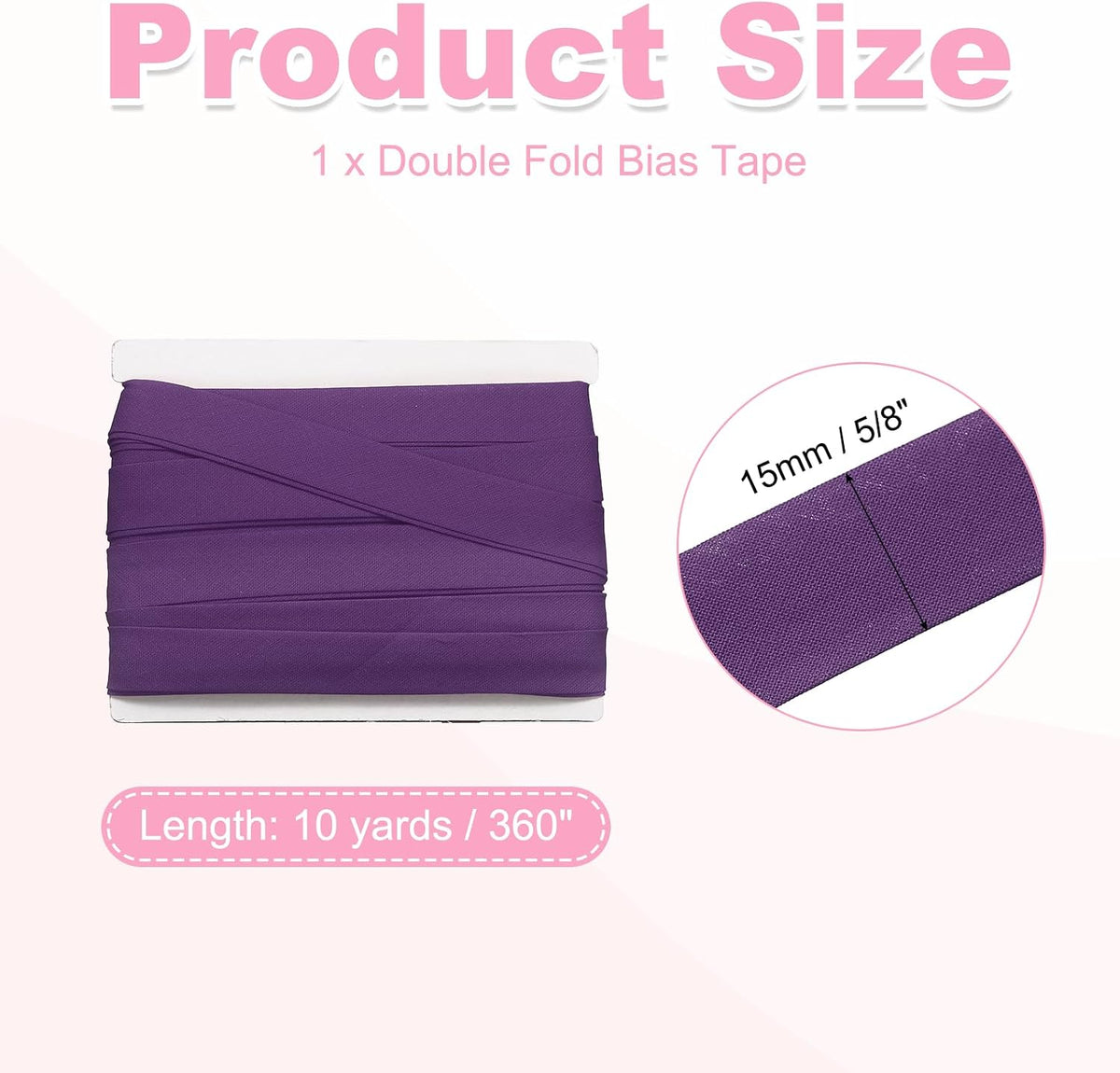 MECCANIXITY 5/8 Inch 10 Yards Cotton Double Fold Bias Tape Dark Purple