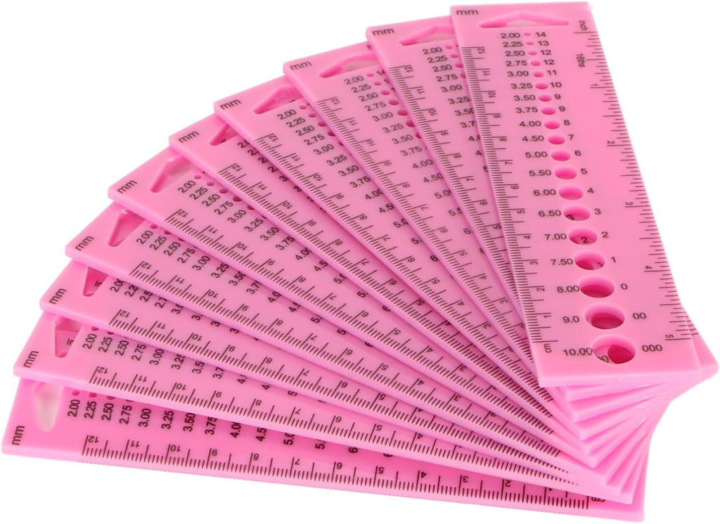 Kuuleyn 10Pcs Knitting Needle Gauge Sewing Ruler Knitting Needle Gauge