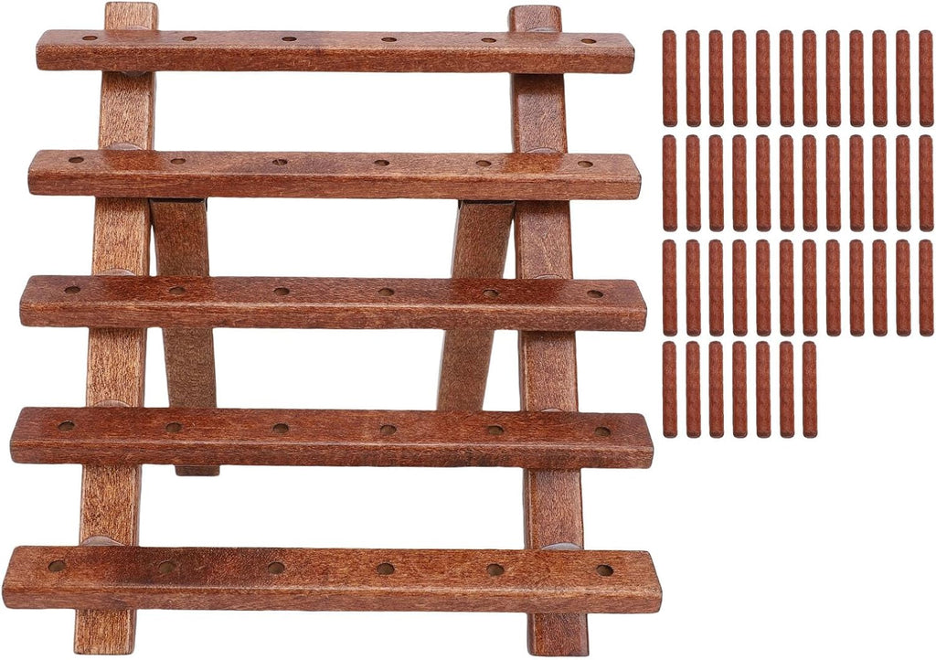 Yosoo Wooden Thread Holder Organizer, 30 Spool Foldable Pine Rack