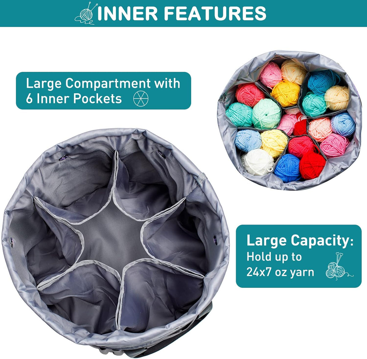 MYBAGZING Expandable Crochet Bag Organizer with Drawstring Closure