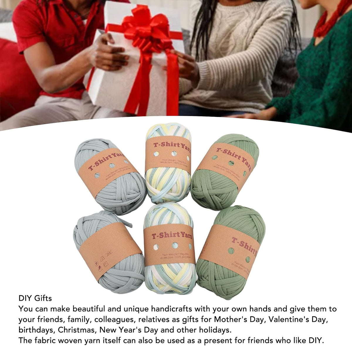 T Shirt Yarn Yarn DIY Crafts,6 Pack Super Soft Polyester Yarn for