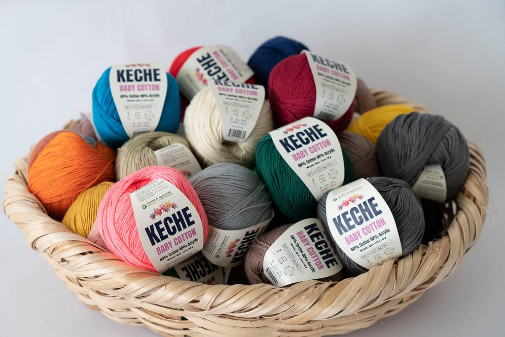 Keche Baby Cotton, 60% Cotton 40% Acrylic Yarn, Soft Cotton Yarn for