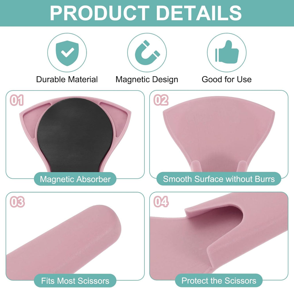 uxcell Magnetic Scissor Holder 7.48"x3.46" Plastic Scissors Cover Pink