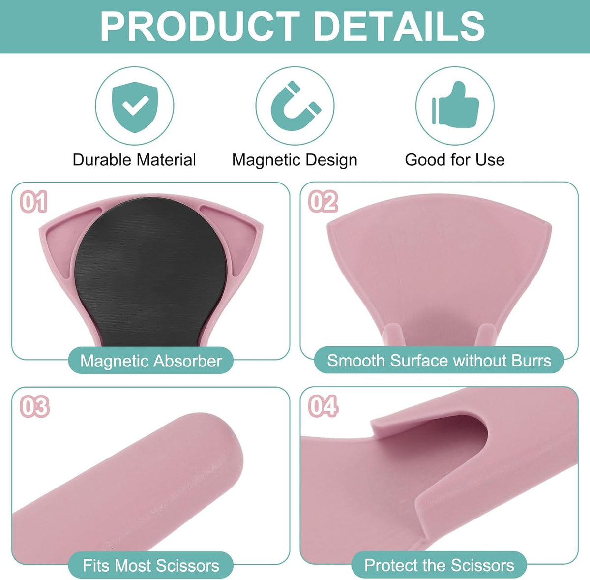 uxcell Magnetic Scissor Holder 7.48"x3.46" Plastic Scissors Cover Pink