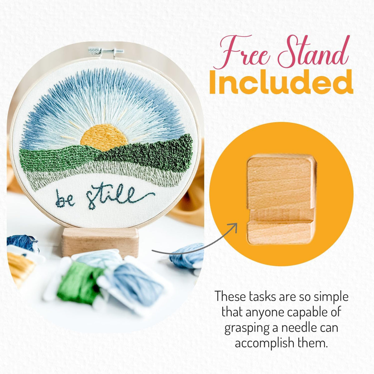Elly & Grace Christian Embroidery Kit with Embroidery Hoop, Easy
