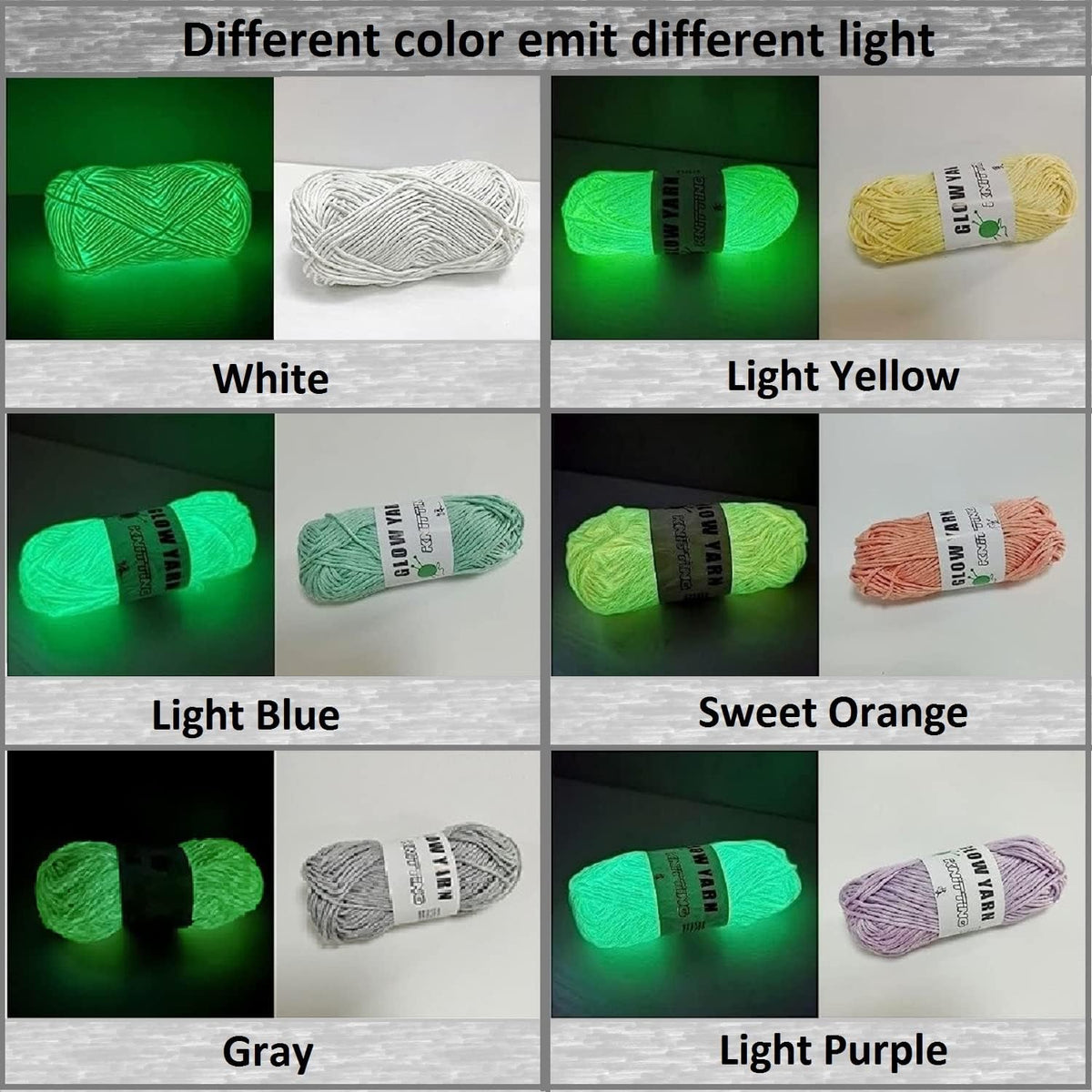 5 Rolls Glow in The Dark Yarn, 55 Yards Luminous Knitting Glowing