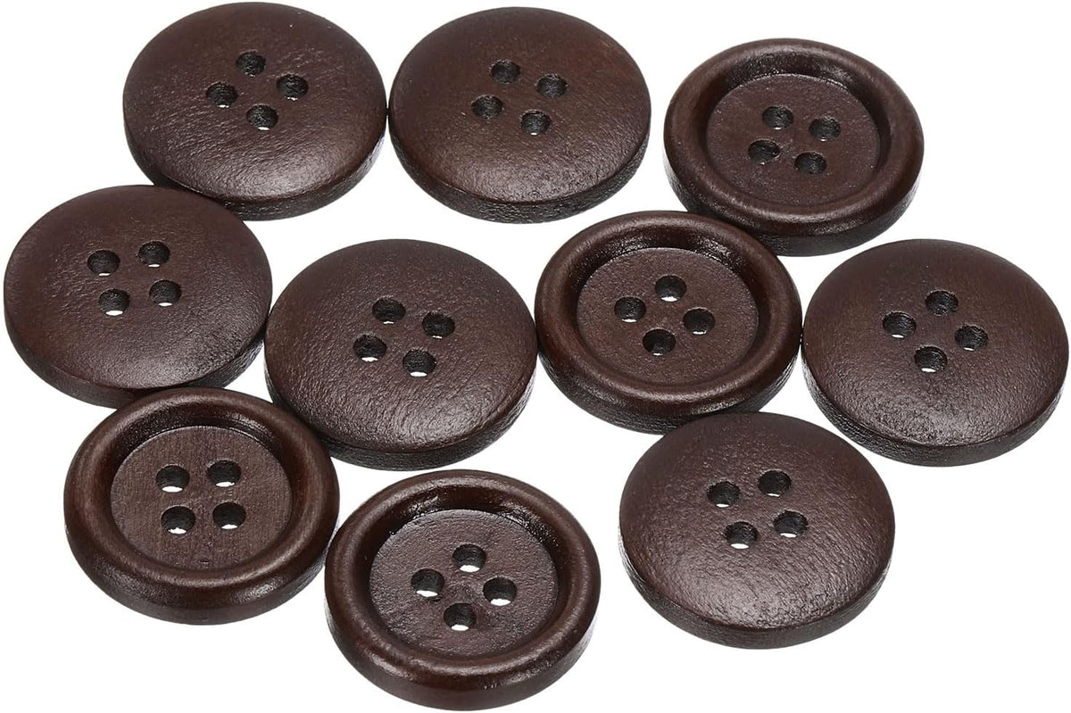 HARFINGTON 30pcs 32L Wooden Sewing Button 4/5"(20mm) 4 Holes Wood
