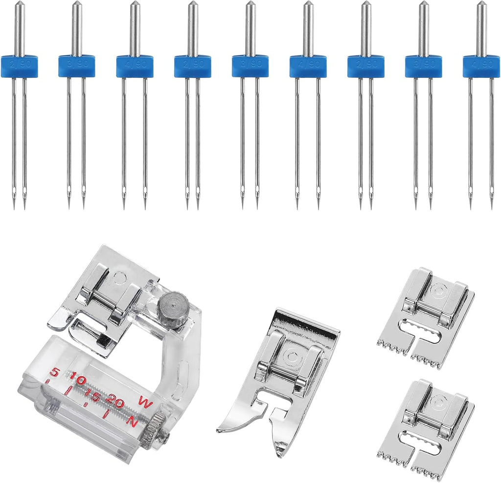 9 Twin Needles for Sewing Machine, Double Twin Needles with 4 Kinds