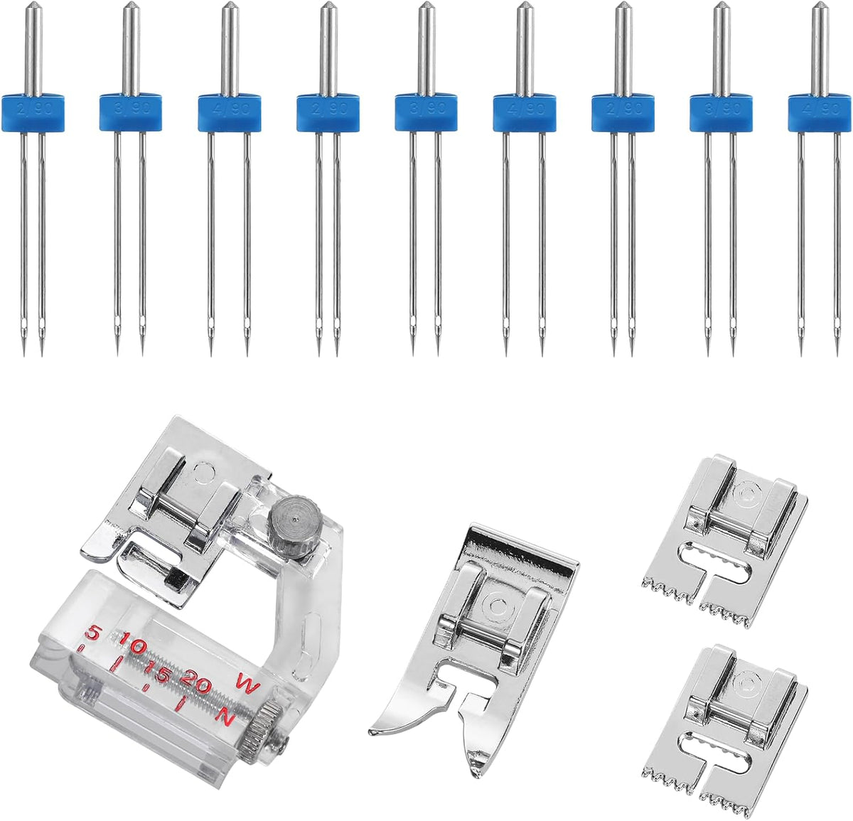 9 Twin Needles for Sewing Machine, Double Twin Needles with 4 Kinds