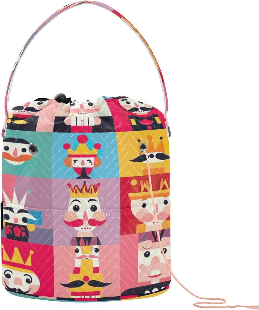 YETTASBIN Christmas Nutcracker Yarn Storage Bag, Large Crochet