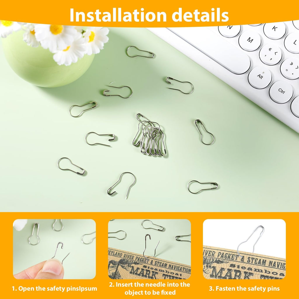 500pcs Gourd Safety Pins, 0.87in Metal Bulb Pins for Crafts Small