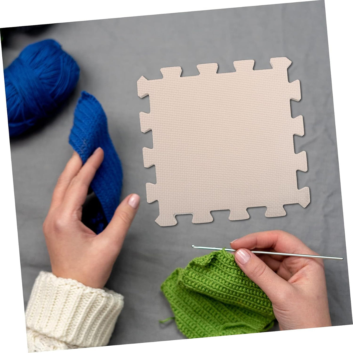 9pcs Knitting Blocking Mat Foam Board Portable Beige Set