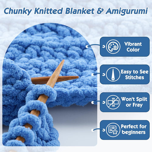 #6 Super Bulky Blanket Red Yarn - Chunky Chenille Yarn for Crocheting