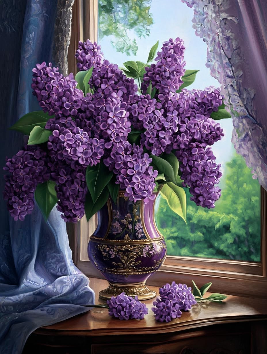 Beauty Lilacs in Vase Purple Flower Preprinted 11CT Cross Stitch Kits