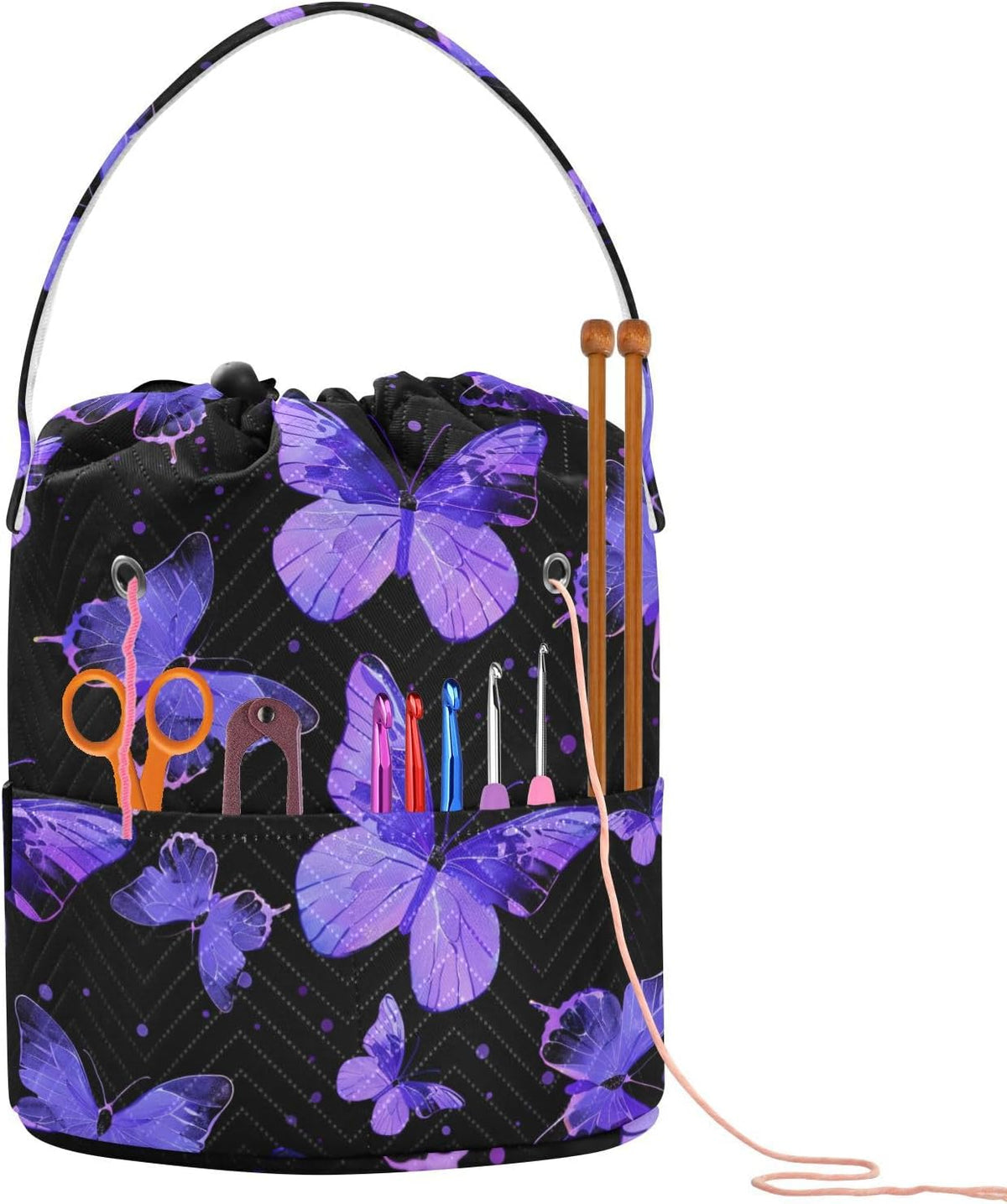 Fustylead Hand Draw Purple Butterflies Silhouette Large Crochet