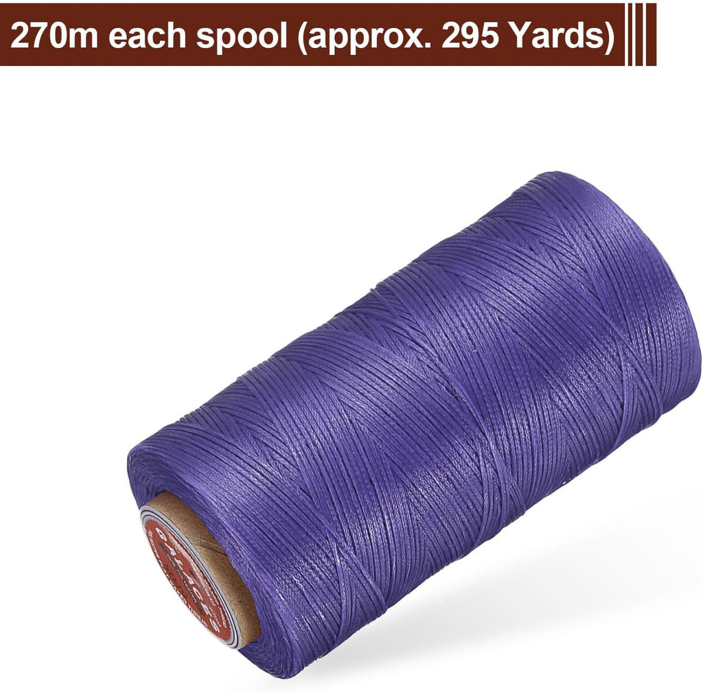 uxcell Flat Leather Sewing Waxed Thread 270m/295Yards 150D Light