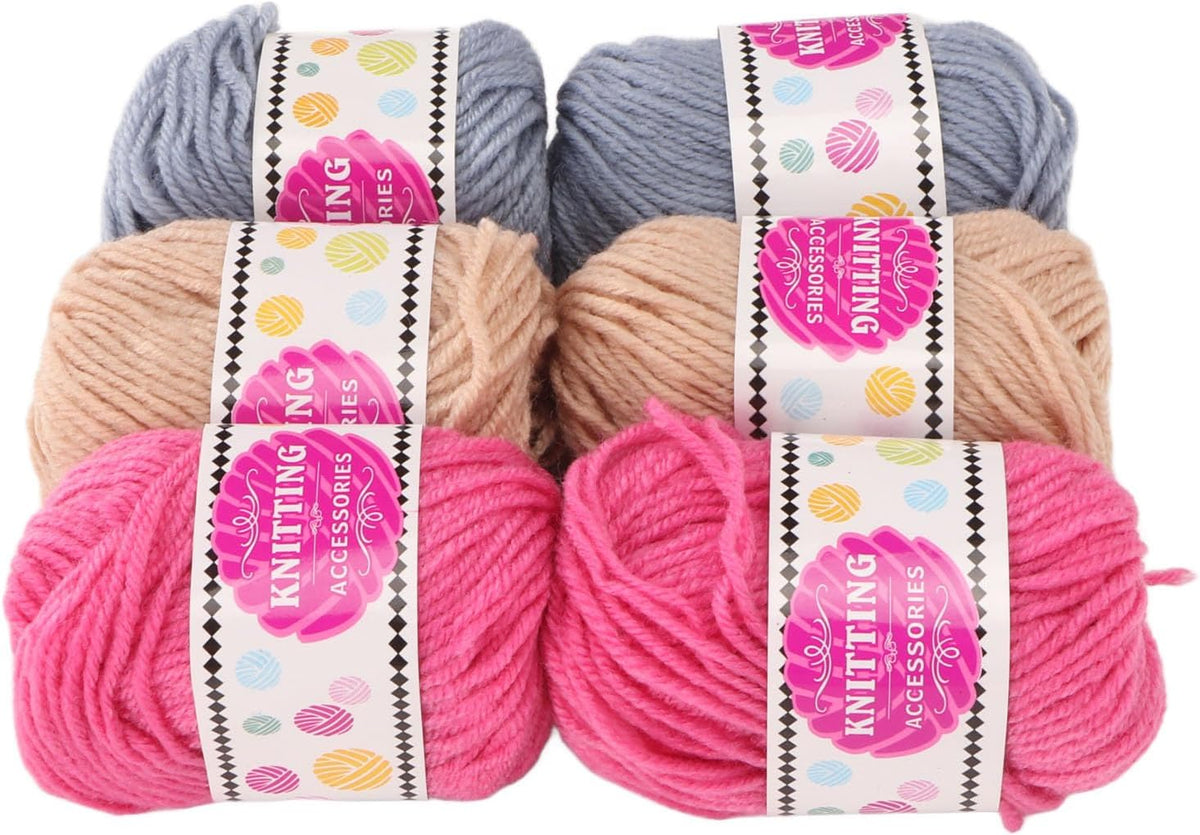 6Pcs Crochet Knitting Yarn, Soft Bright Multi Purpose Yarn for