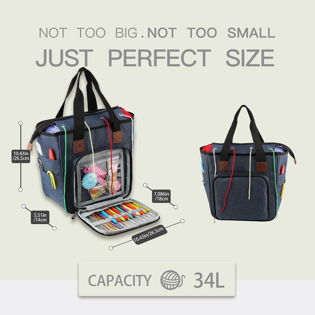 Yarn Knitting Storage Tote-Large Capacity Crochet Organizer Portable