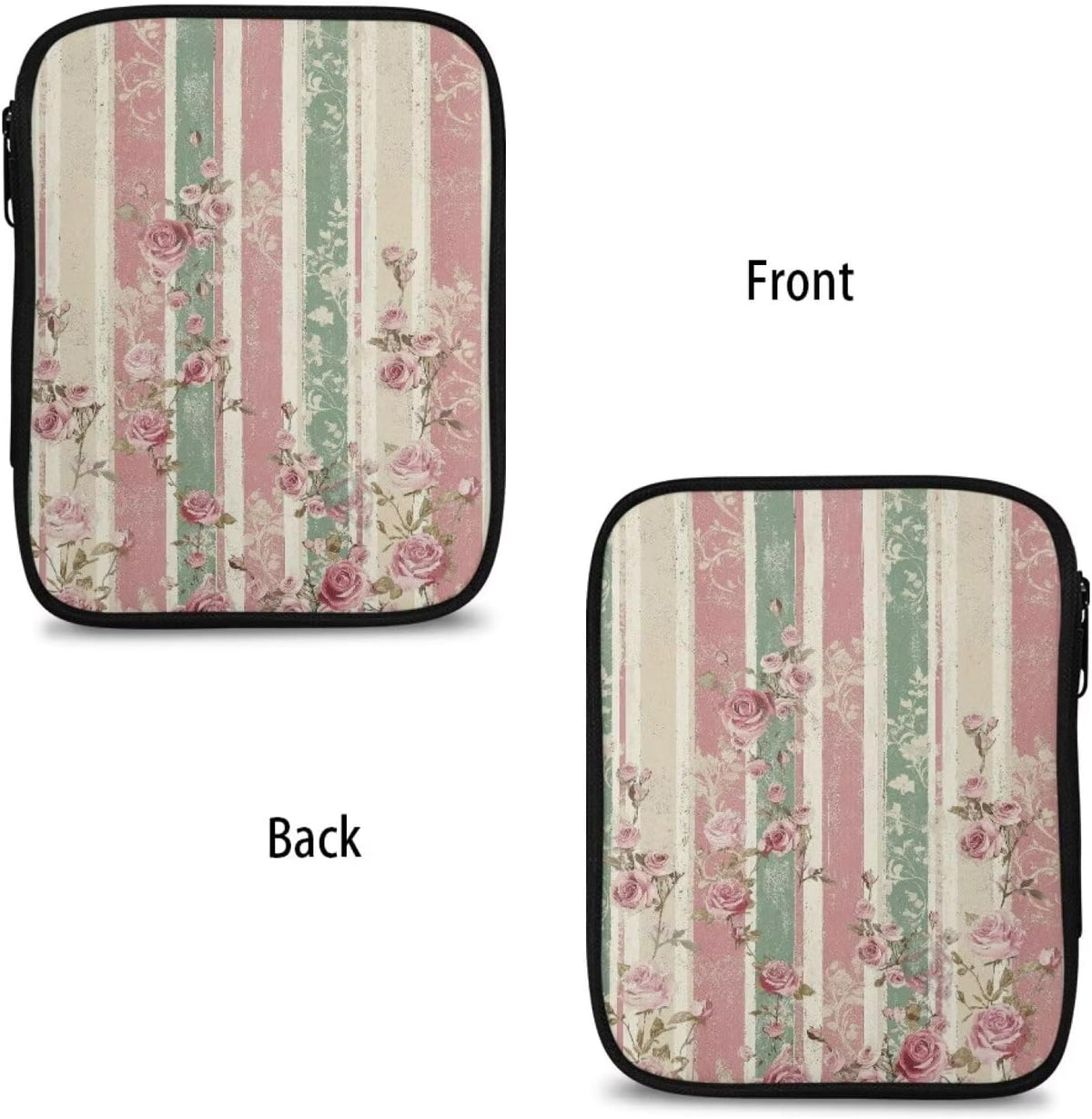 Vintage Stripe Floral Empty Crochet Hook Case Portable Travel Crochet