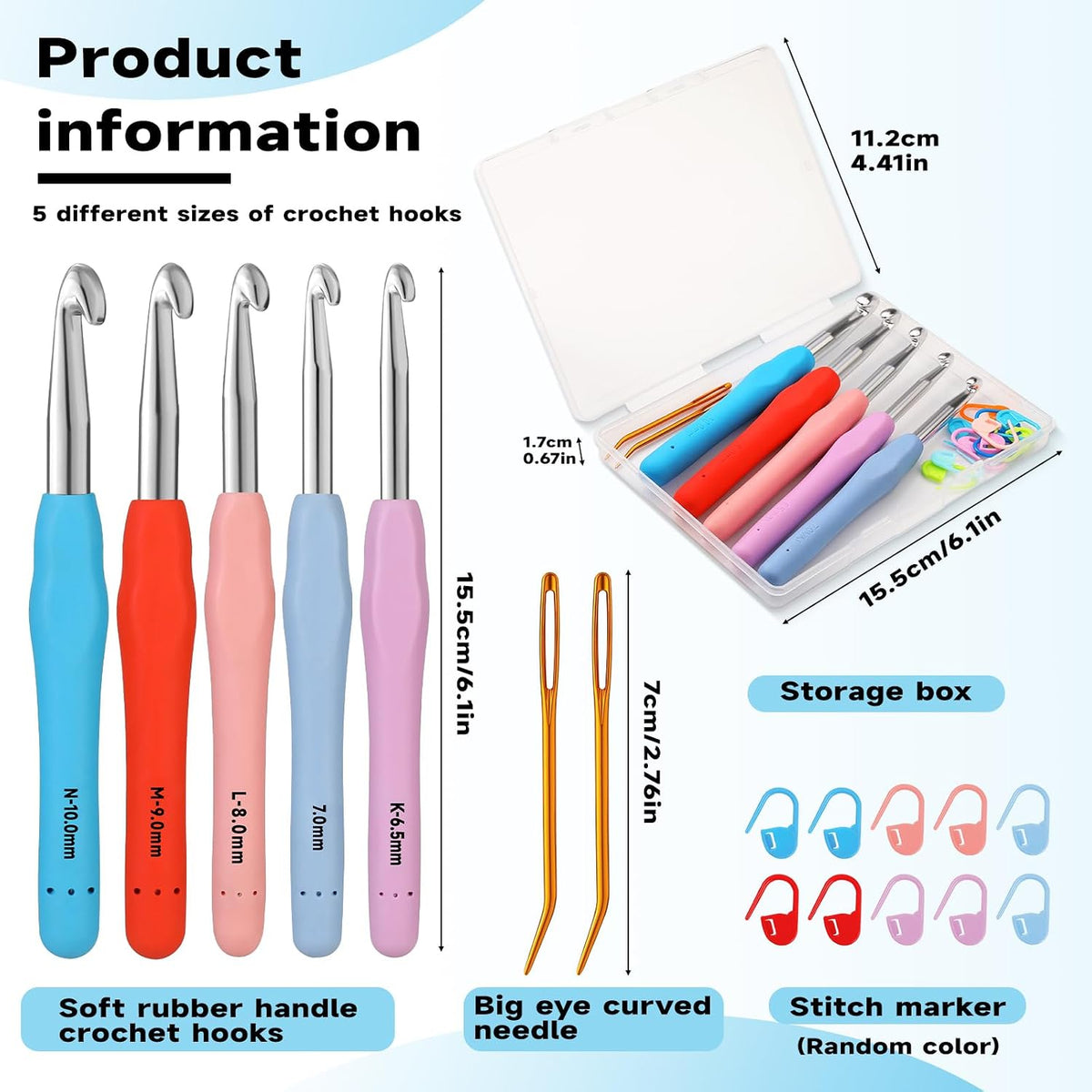 Mayboos 5 Sizes Crochet Hook Set, Large Crochet Hooks