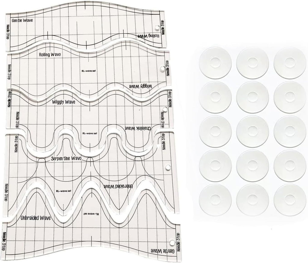 5 Pieces Wave Quilting Ruler and Templates Set Acrylic Free Motion