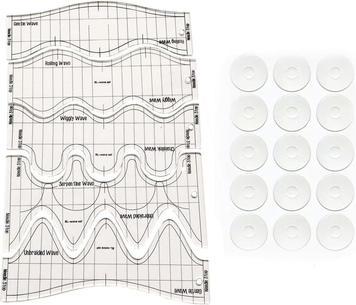 5 Pieces Wave Quilting Ruler and Templates Set Acrylic Free Motion
