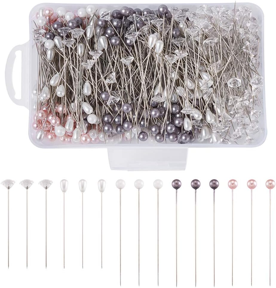 500pcs Sewing Pins 0.6mm Straight Quilting Pins in Pearlized Ball Head