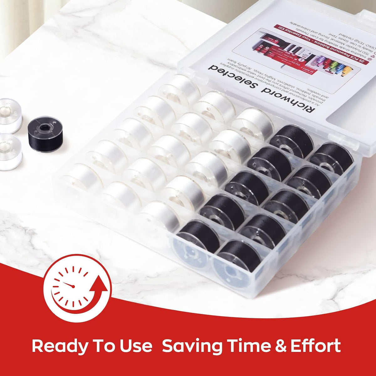 Poolin Prewound Bobbin Set – 50PCS Size A Embroidery Bobbins