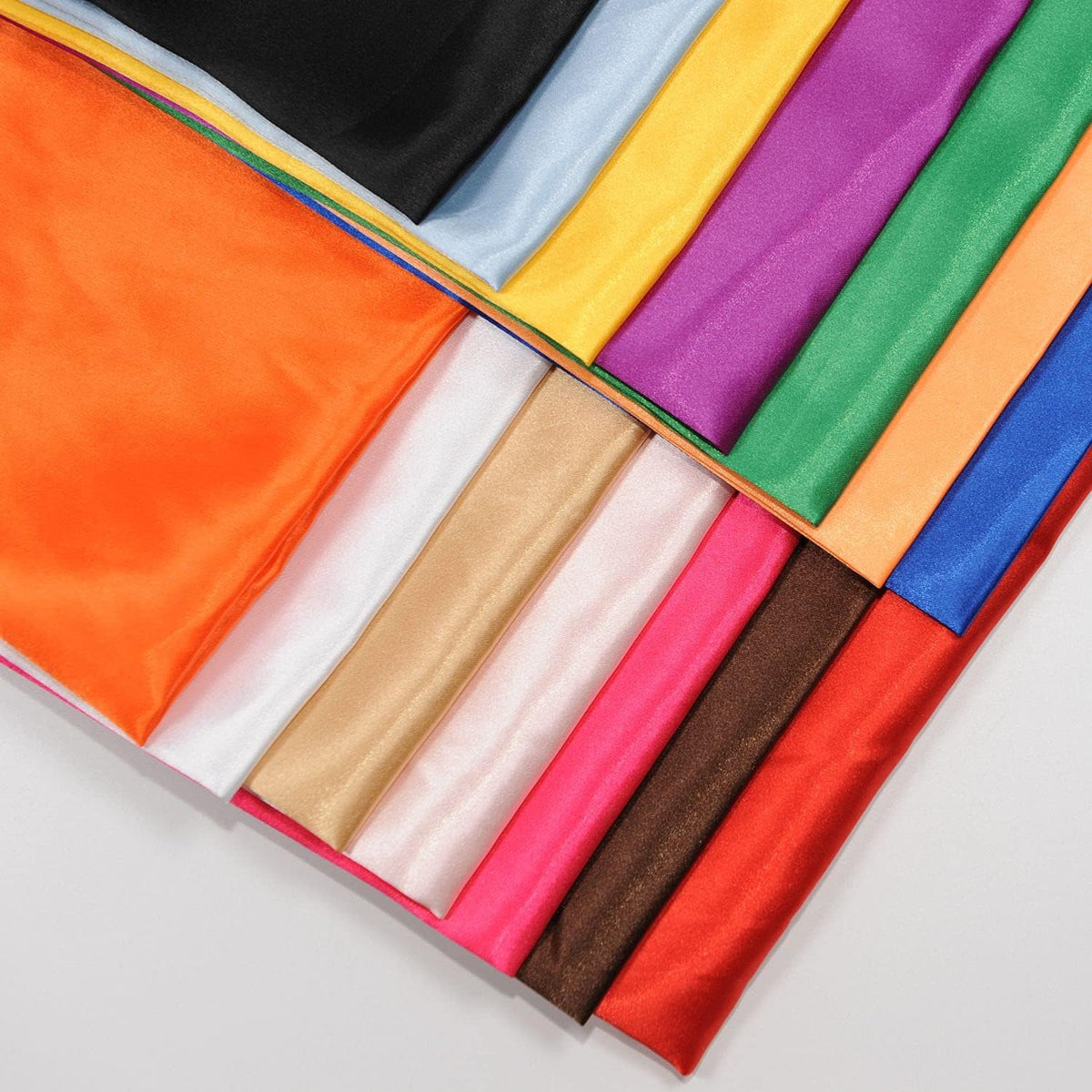 14pcs Solid Color Fat Quarter Sikly Satin Patchwork Fabric For Bundle