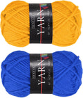 MECCANIXITY 2PCS 4 Ply Crocheting Yarn Light Sapphire/Golden Yellow