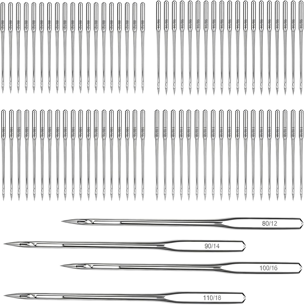 80PCS Sewing Machine Needles 80/12 90/14 100/16 110/18,Universal 4