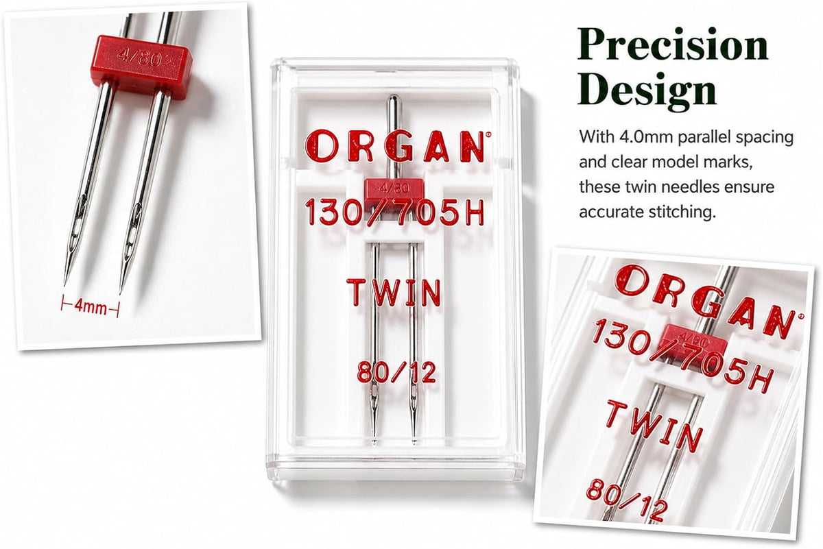 Organ Twin Needles 80/12 4.0mm, Sewing Machine Twin Needles