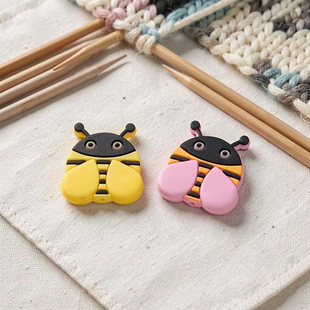 10pcs Cute Bee Knitting Needle Point Protectors, Stitch Stoppers