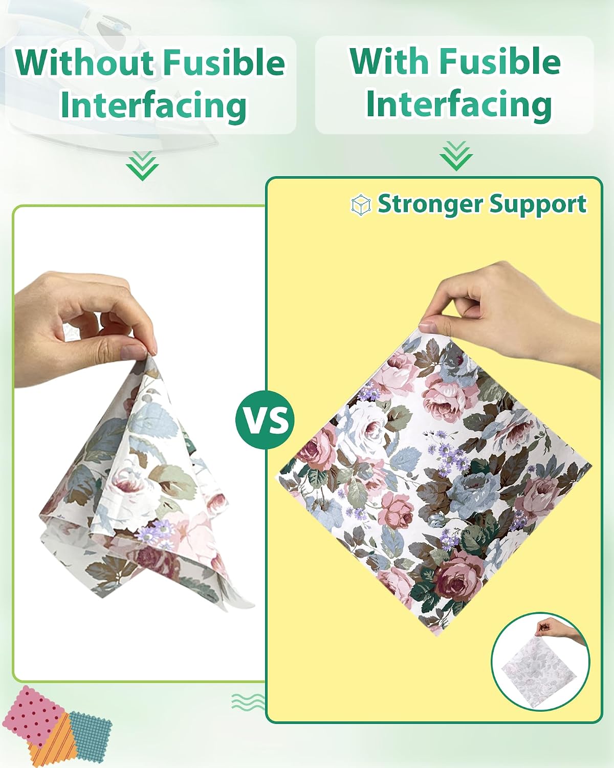 PLANTIONAL Heavy Weight Woven Cotton Iron-On Fusible Interfacing, 44"X