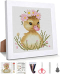 Cute Duck Stamped Cross Stitch Kits for Beginners Adults with Framed