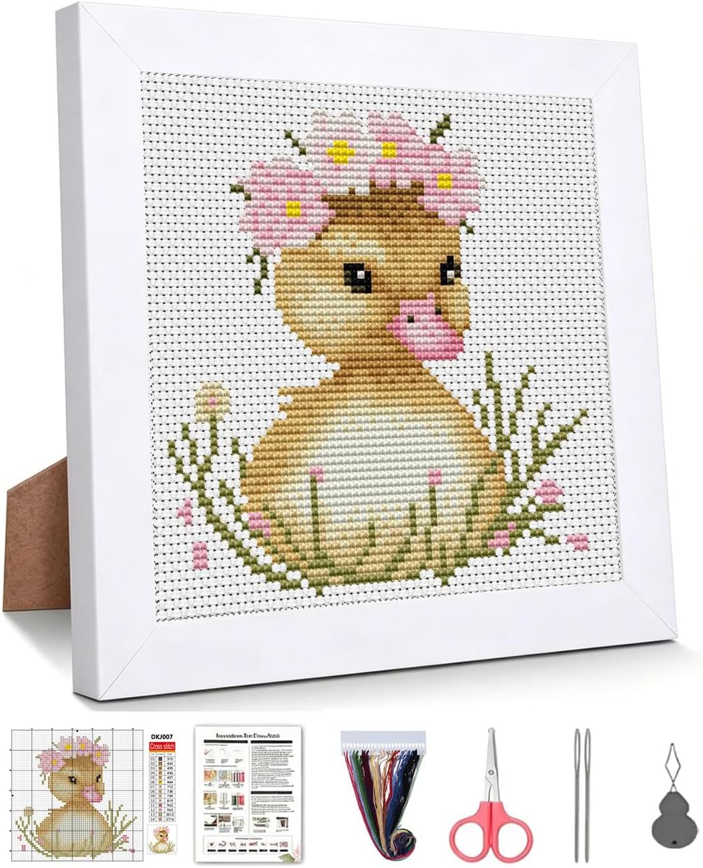 Cute Duck Stamped Cross Stitch Kits for Beginners Adults with Framed
