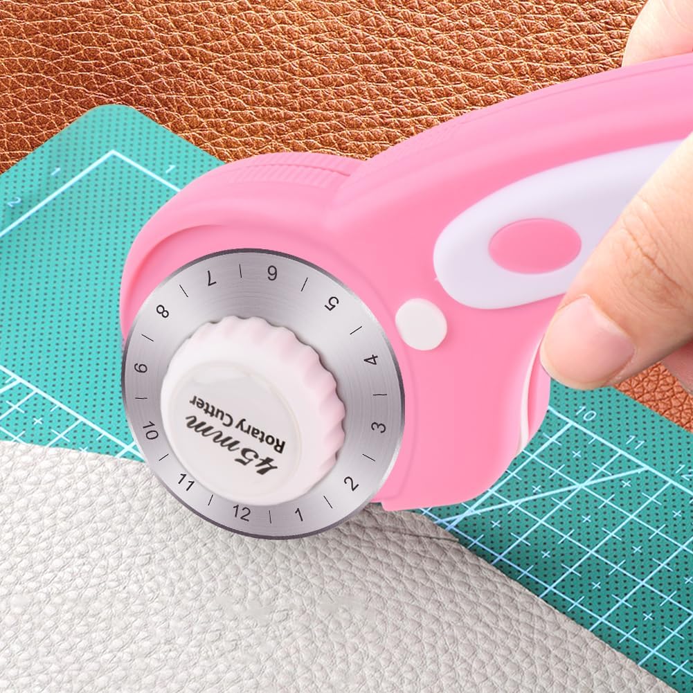 45mm Rotary Cutter for Fabric with 10pcs Replacement Blade, Ergonomic