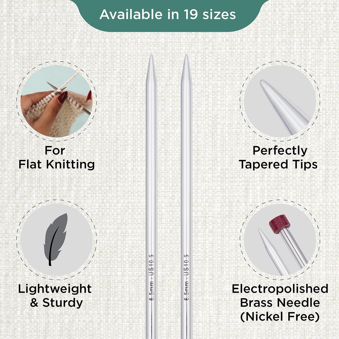 KnitPro Nova Single Pointed Needles 16" (40cm) | US Size 10.5 (6.5mm)