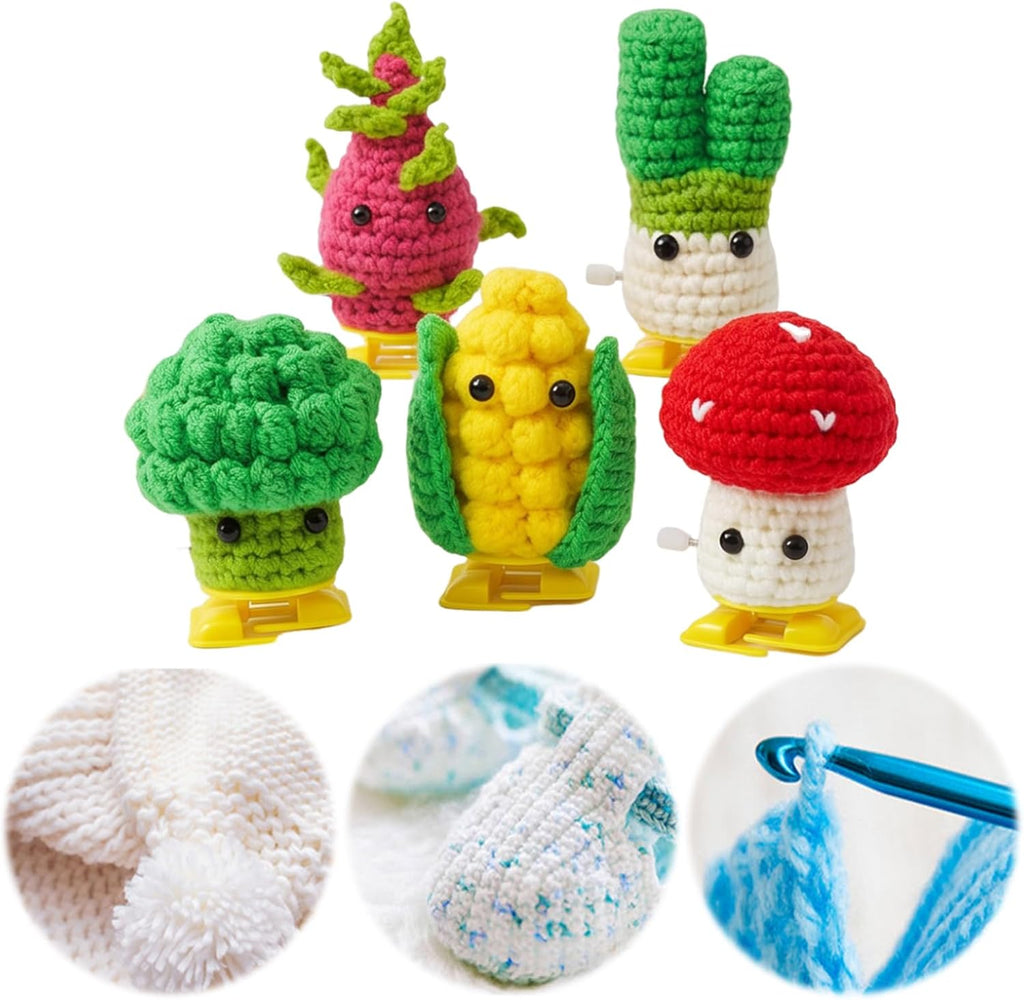 5Pcs Vegetable DIY Crochet Kit for Beginners Adults Birthday Gifts