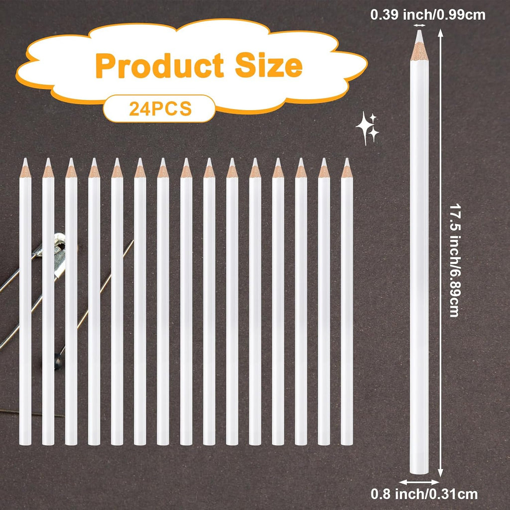 24PCS White Chalk Pencil, Ymapinc 7-inch Fabric Chalk Pencil for